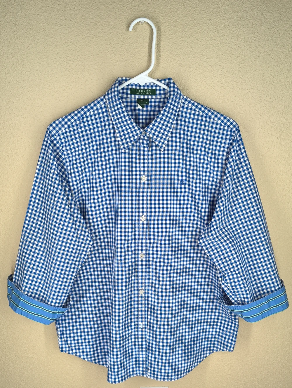 Lauren Ralph Lauren Blue Gingham Button-Down Shirt Cotton XL - Picture 1 of 9